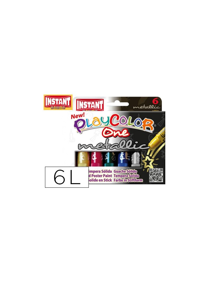 Tempera solida en barra playcolor escolar caja de 6 colores metalizados surtidos Tempera solida en barra playcolor escolar caja de 6 colores metalizados surtidos