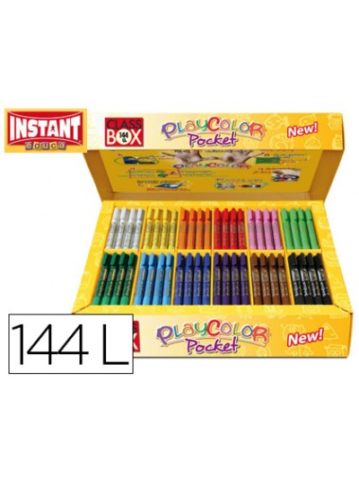Tempera solida en barra playcolor pocket escolar caja de 144 unidades 12 colores surtidos