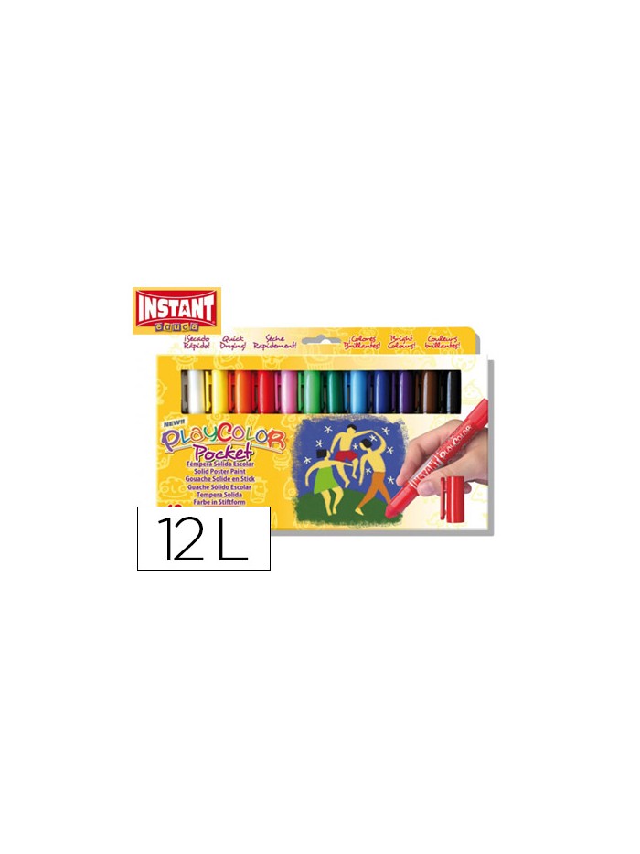 Tempera solida en barra playcolor pocket escolar caja de 12 colores surtidos Tempera solida en barra playcolor pocket escolar caja de 12 colores surtidos