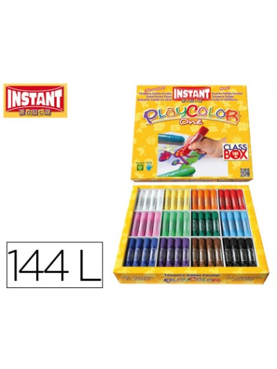 Tempera solida en barra playcolor escolar caja de 144unidades 12 colores surtidos
