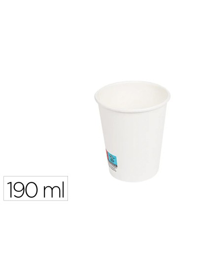 Vaso de papel blanco bunzl reciclable pefc 190 ml apto bebidas frias y calientes paquete de 50 unidades