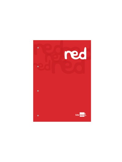 Bloc encolado liderpapel cuadro 5 mm rojo a4 natural 100 hojas 100 g/m2