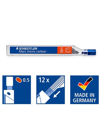 Minas staedtler mars micro grafito 0,5 mm hb tubo con 12 minas