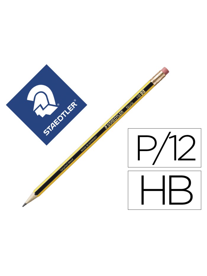 Lapices de grafito staedtler noris n.2 hb con goma de borrar unidad Lapices de grafito staedtler noris n.2 hb con goma de borrar unidad