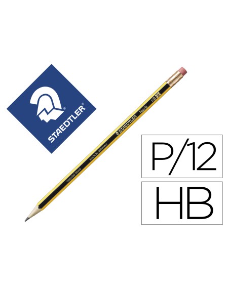 Lapices de grafito staedtler noris n.2 hb con goma de borrar unidad