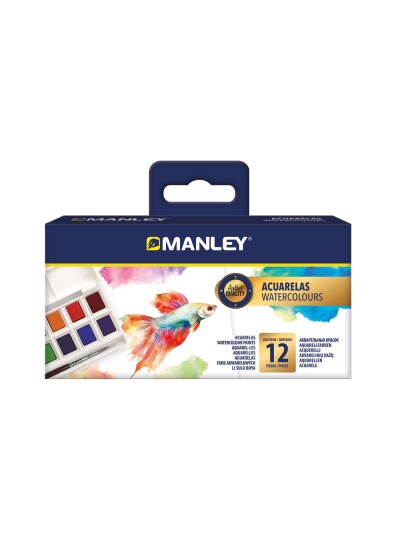 Acuarela manley 12 ml caja de 12 unidades colores surtidos