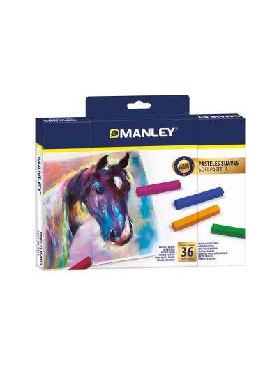 Lapices pastel manley suaves caja de 36 unidades colores surtidos