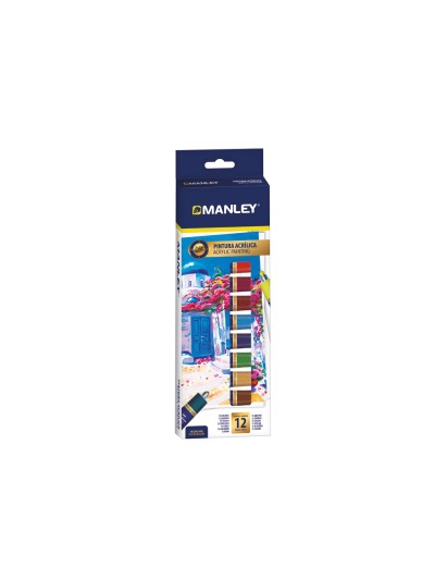 Pintura acrilica manley 12 ml caja de 12 unidades colores surtidos