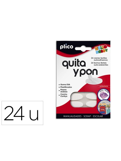 Velcro adhesivo ovalado plico quita y pon blister de 24 unidades