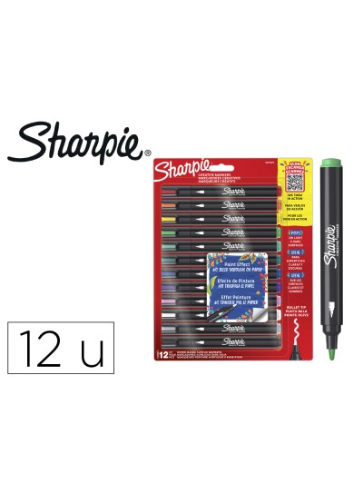 Rotulador sharpie acrylic punta redonda blister de 12 unidades colores surtidos