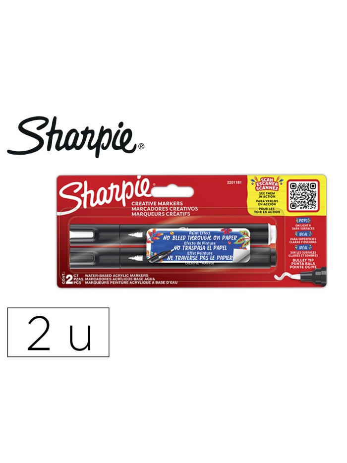 Rotulador sharpie acrylic punta redonda blister de 2 unidades blanco y negro Rotulador sharpie acrylic punta redonda blister de 2 unidades blanco y negro