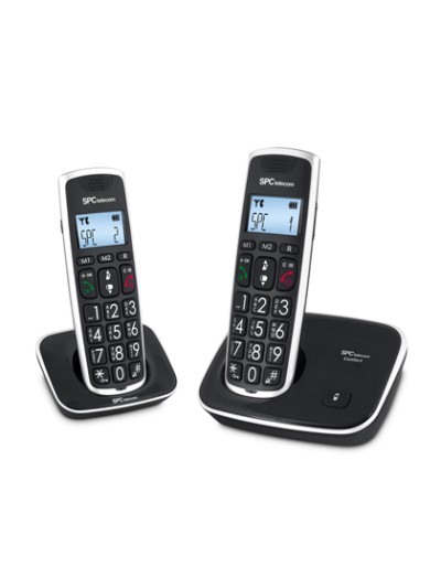 Telefono inalambrico spc duo telecom 7609-n color negro identificador de llamadas agenda pantalla