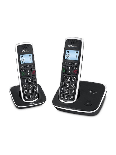 Telefono inalambrico spc duo telecom 7609-n color negro identificador de llamadas agenda pantalla