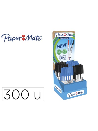 Boligrafo paper mate kilometrico punta 1 mm plastico reciclado 80% expositor de 300 unidades