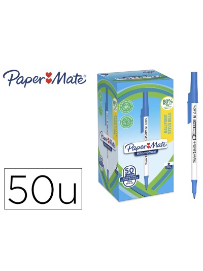 Boligrafo paper mate kilometrico punta 1 mm plastico reciclado 80% color azul