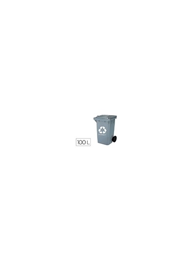 Papelera contenedor q-connect plastico gris para desechos en general 100 l con tapa y ruedas 750x470x370 mm