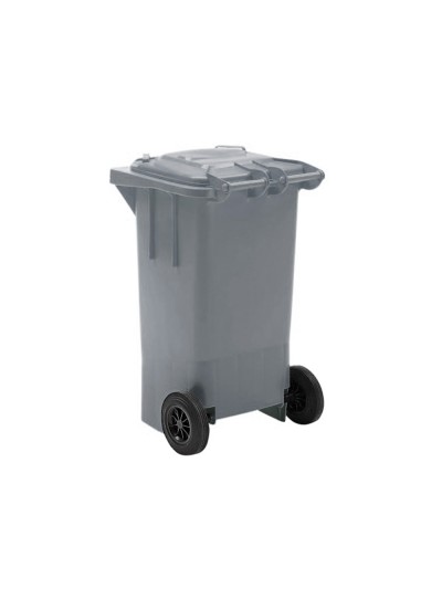 Papelera contenedor q-connect plastico gris para desechos en general 100 l con tapa y ruedas 750x470x370 mm