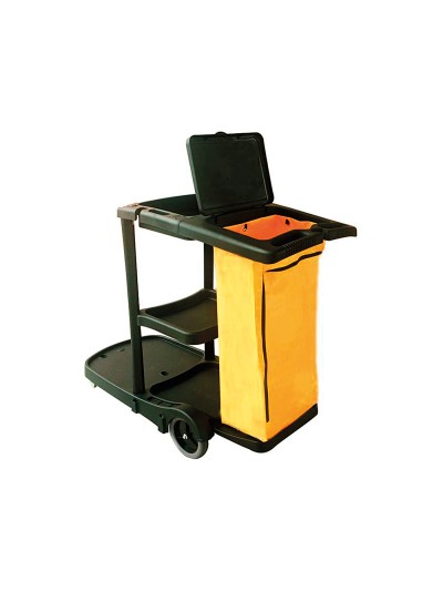 Carro de limpieza q-connect de polipropileno con ruedas 58x24x96 cms