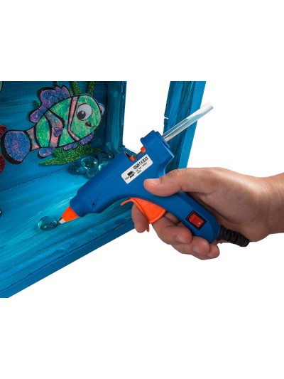 Pistola termofusible mini liderpapel de 25w con gatillo dispensador y 2 barras de repuesto de 7 mm diametro x 100 mm