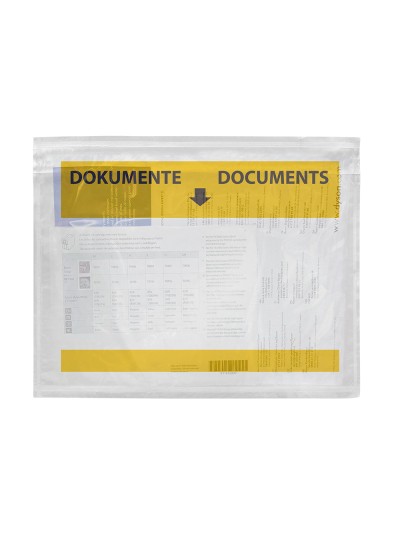 Sobre autoadhesivo q-connect portadocumentos multilingue 165x122 mm ventana transparente paquete de 100
