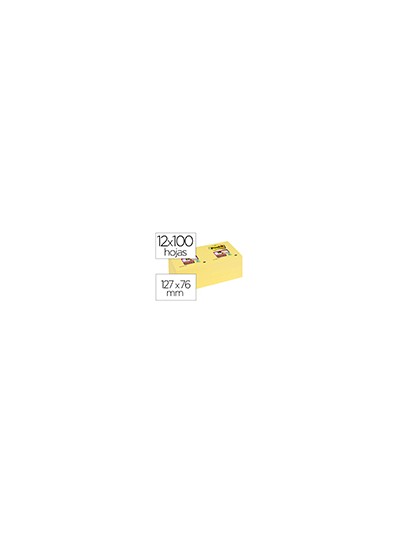 Bloc de notas adhesivas quita y pon post-it super sticky 76x127 mm con 12 bloc amarillo canario