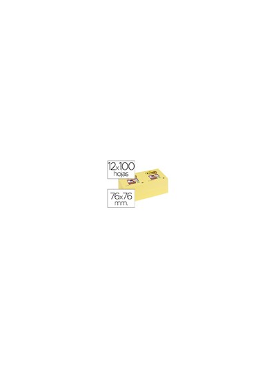 Bloc de notas adhesivas quita y pon post-it super sticky 76x76 mm con 12 bloc amarillo canario
