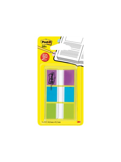 Banderitas separadoras post-index 680-roy verde azul y violeta dispensador funda 3x20