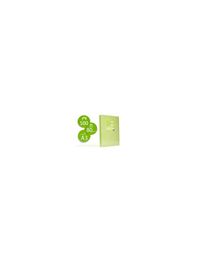 Papel color q-connect din a3 80gr verde neon paquete de 500 hojas