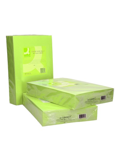 Papel color q-connect din a3 80gr verde neon paquete de 500 hojas