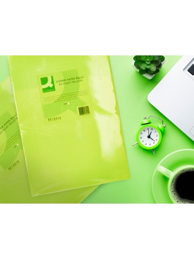 Papel color q-connect din a3 80gr verde neon paquete de 500 hojas