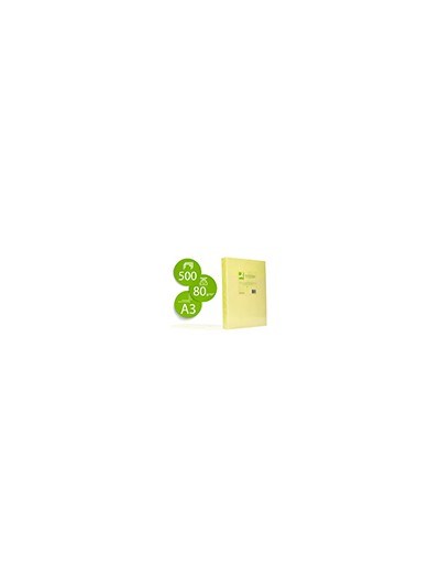 Papel color q-connect din a3 80gr amarillo neon paquete de 500 hojas