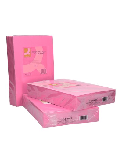 Papel color q-connect din a3 80gr rosa intenso paquete de 500 hojas