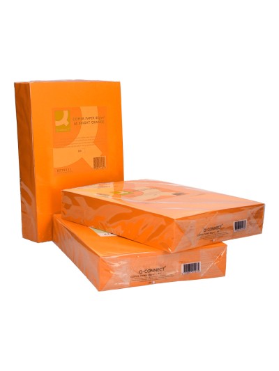 Papel color q-connect din a3 80 gr naranja intenso paquete de 500 hojas