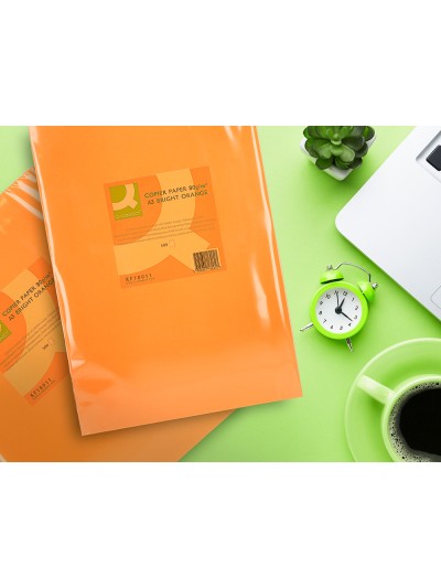 Papel color q-connect din a3 80 gr naranja intenso paquete de 500 hojas
