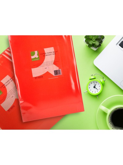 Papel color q-connect din a3 80gr rojo intenso paquete de 500 hojas