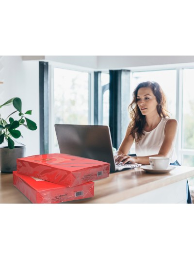 Papel color q-connect din a3 80gr rojo intenso paquete de 500 hojas