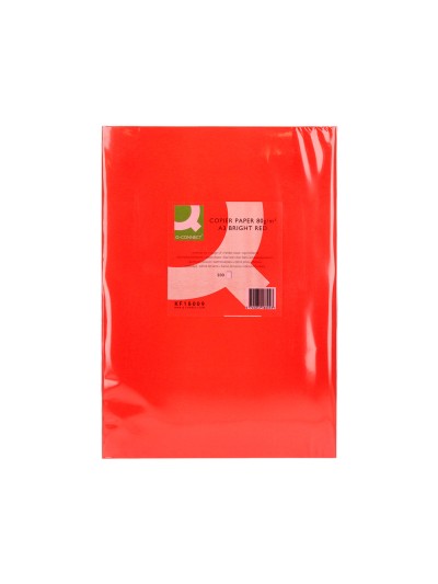 Papel color q-connect din a3 80gr rojo intenso paquete de 500 hojas