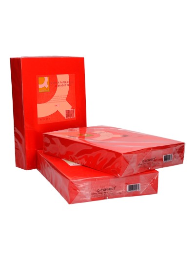 Papel color q-connect din a3 80gr rojo intenso paquete de 500 hojas