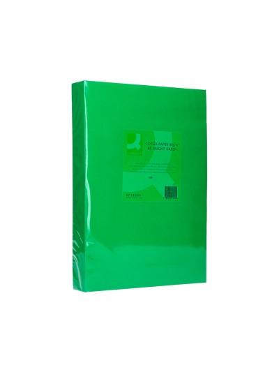 Papel color q-connect din a3 80gr verde intenso paquete de 500 hojas