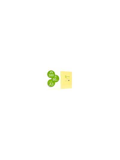 Papel color q-connect din a3 80gr amarillo paquete de 500 hojas