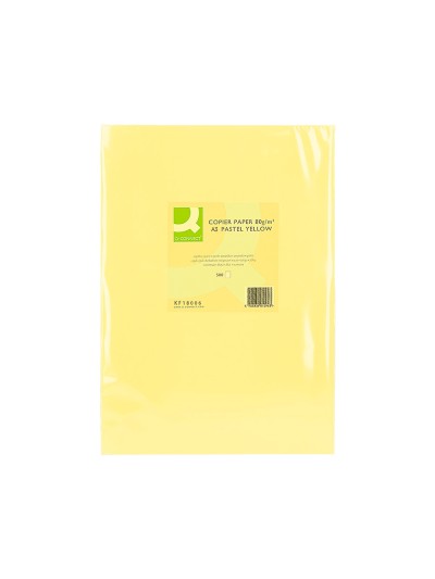 Papel color q-connect din a3 80gr amarillo paquete de 500 hojas