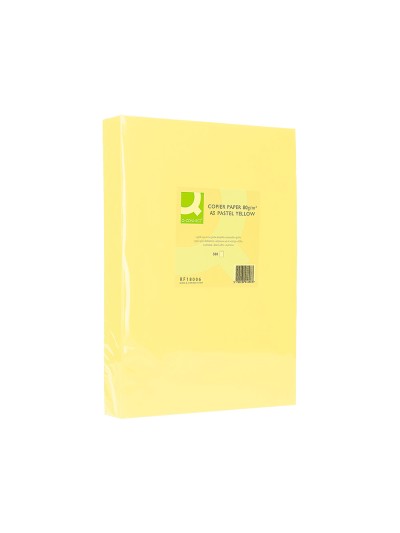Papel color q-connect din a3 80gr amarillo paquete de 500 hojas