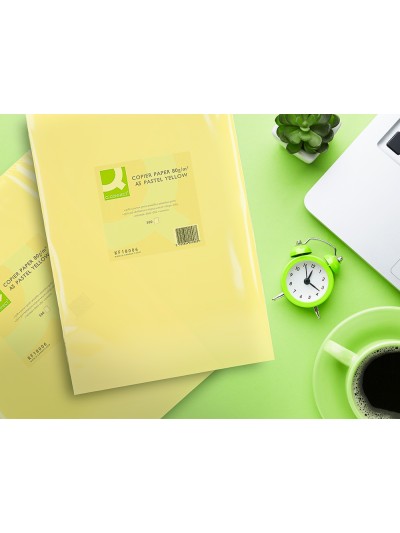 Papel color q-connect din a3 80gr amarillo paquete de 500 hojas