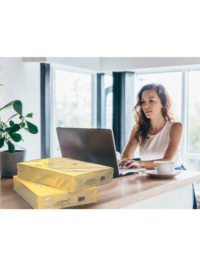 Papel color q-connect din a3 80gr amarillo paquete de 500 hojas