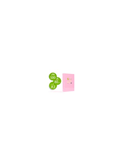 Papel color q-connect din a3 80 gr rosa paquete de 500 hojas