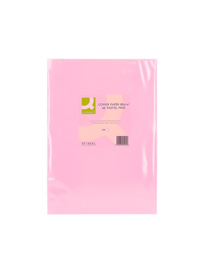 Papel color q-connect din a3 80 gr rosa paquete de 500 hojas