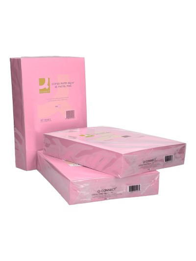 Papel color q-connect din a3 80 gr rosa paquete de 500 hojas