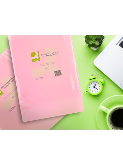 Papel color q-connect din a3 80 gr rosa paquete de 500 hojas