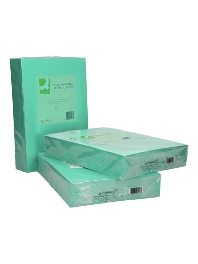 Papel color q-connect din a3 80gr verde paquete de 500 hojas