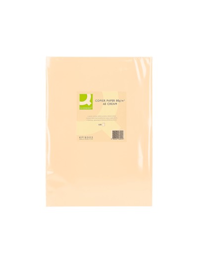 Papel color q-connect din a3 80gr crema paquete de 500 hojas